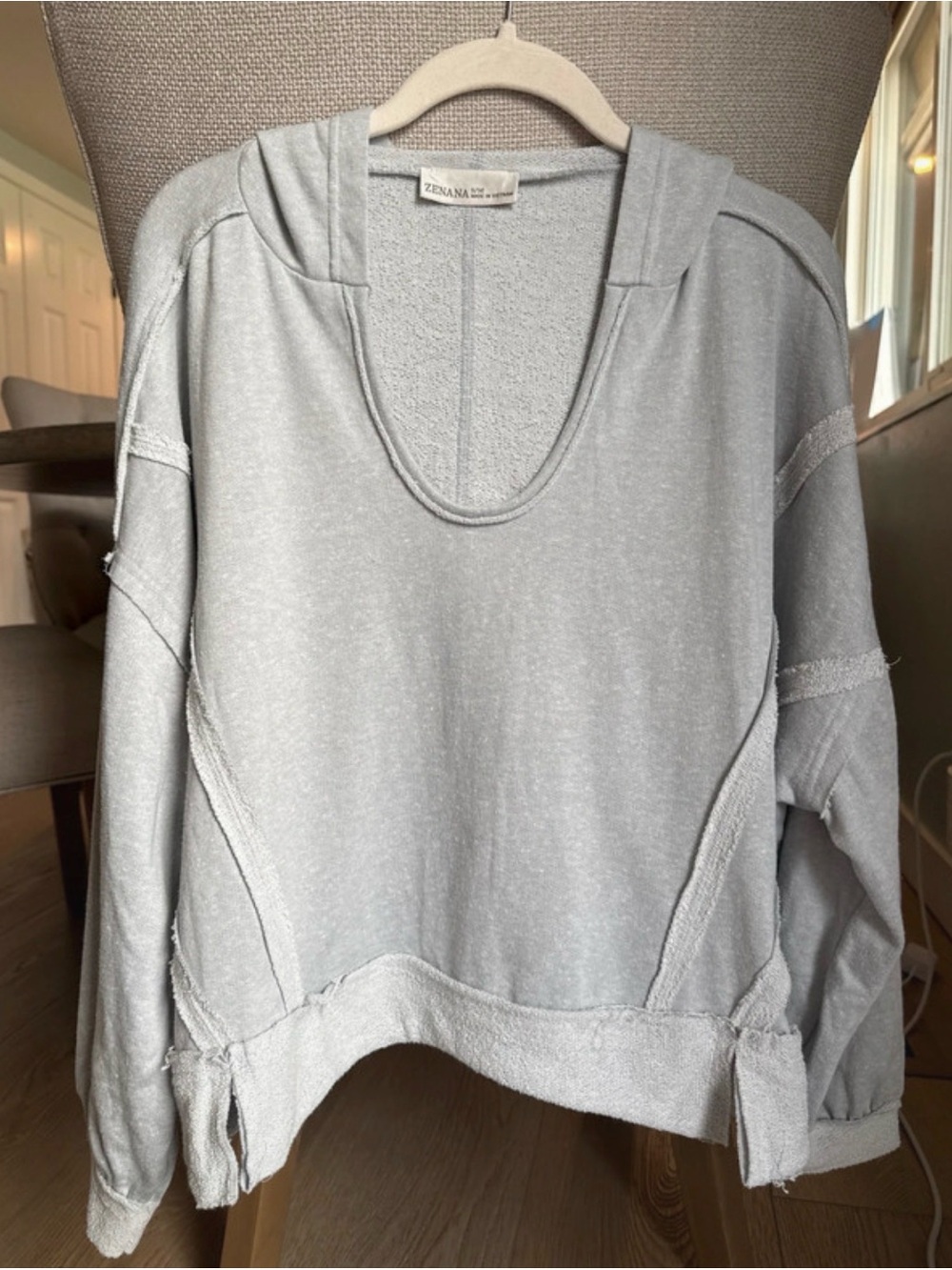 Zenana Raw Hem hoodie - Picture 2 of 5